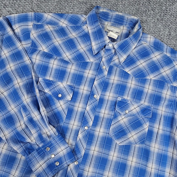 Wrangler Other - Wrangler Wrancher Shirts‎ XXL Western Plaid Long Sleeve Pearl Snap Shirt